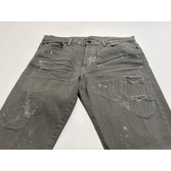 John Elliott Season Nine Jeans in Grey Paint Splatter - Picture 4 of 8